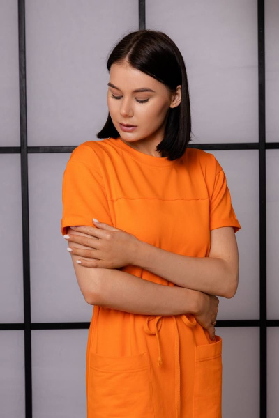 Платье Romgil 841ЛФТЗ оранжевый - фото 5