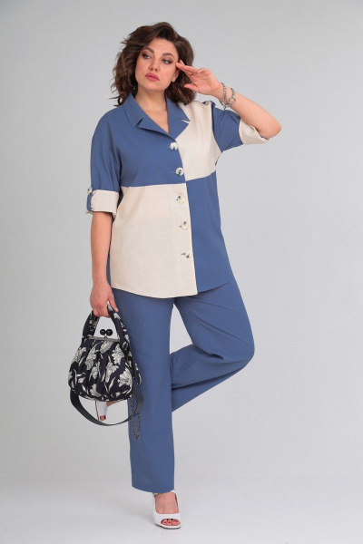 Блуза, брюки Anastasia 1000 голубой - фото 3