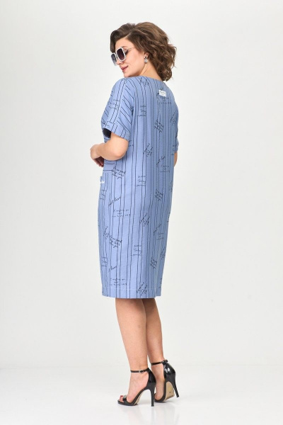 Платье Милора-стиль 1110 голубой/буквы - фото 2