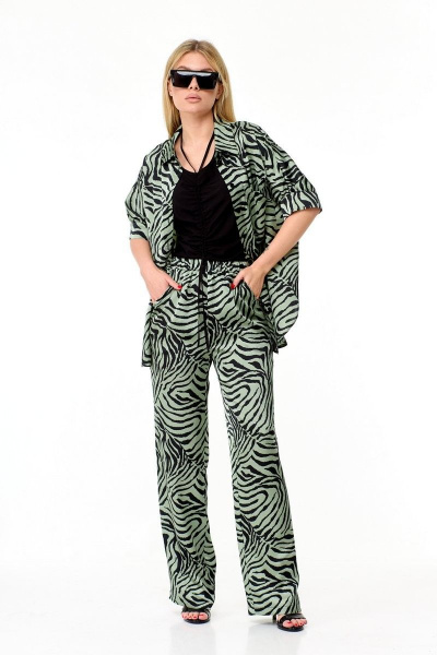 Блуза, брюки, топ Милора-стиль 1111 леопард/зеленый - фото 1