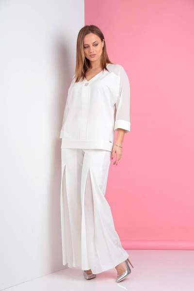 Блуза, брюки SVT-fashion 582 белый - фото 2