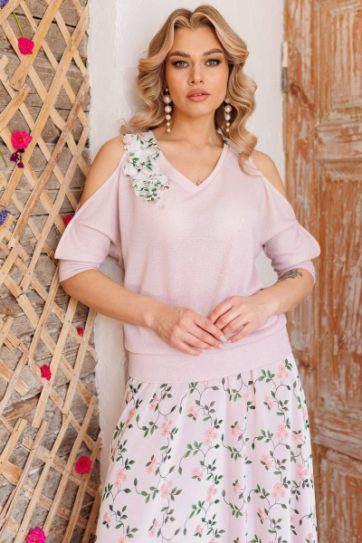 Блуза, юбка Мода Юрс 2814 нежно-розовый - фото 2