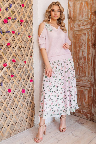 Блуза, юбка Мода Юрс 2814 нежно-розовый - фото 1