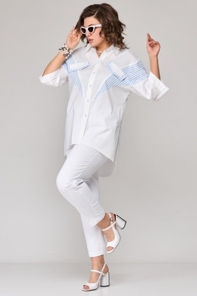 Блуза EVA GRANT 7183-1 белый_с_принтом - фото 2