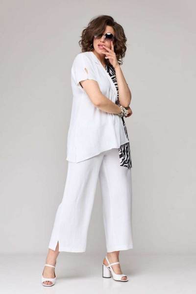 Блуза, брюки EVA GRANT 7056 белый_с_принтом - фото 4
