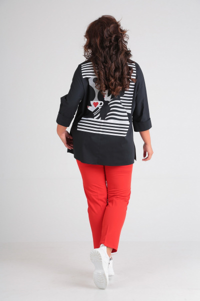 Блуза, брюки Andrea Style 00188 черный+красный - фото 6