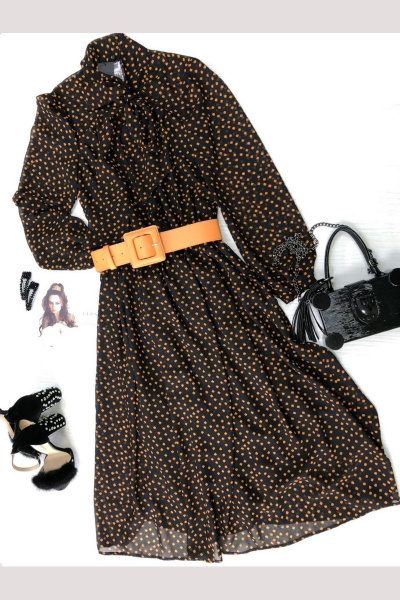 Платье ElPaiz 449 черный+оранжевый - фото 2
