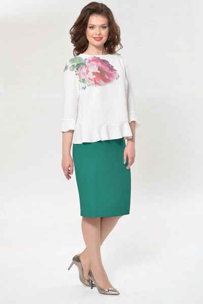 Блуза, юбка Faufilure С760 молочно-зеленый - фото 1