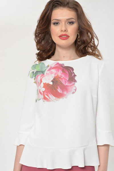 Блуза, юбка Faufilure С760 молочно-малиновый - фото 2