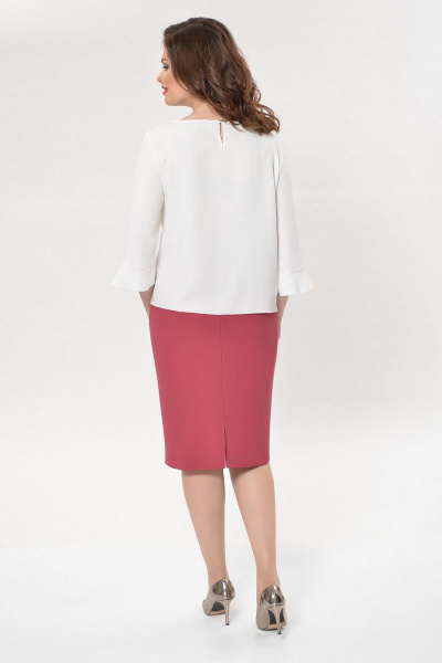 Блуза, юбка Faufilure С760 молочно-малиновый - фото 3