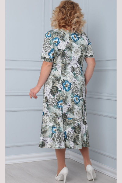 Жакет, платье LadisLine 1103 синие_цветы+белый - фото 4