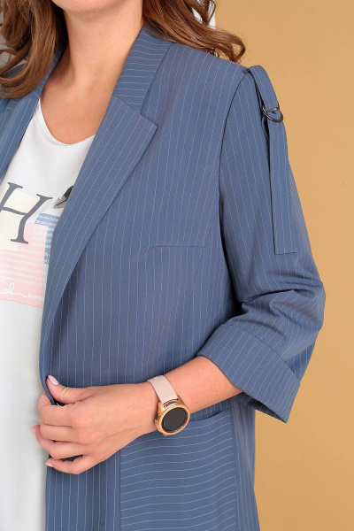 Блуза, брюки, жакет Liona Style 702 пепельно-синий. - фото 7