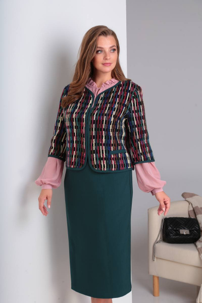 Блуза, жакет, юбка Viola Style 3447 цветной_твид - фото 4