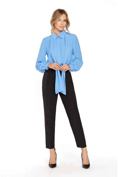 Блуза, брюки PiRS 783 голубой-черный - фото 1