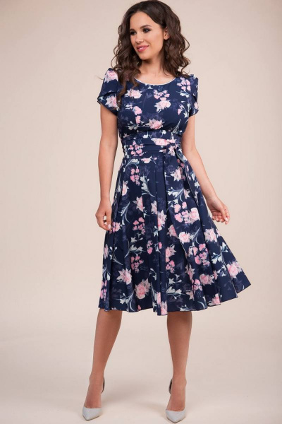 Платье Teffi Style L-1332 розы_на_синем - фото 2