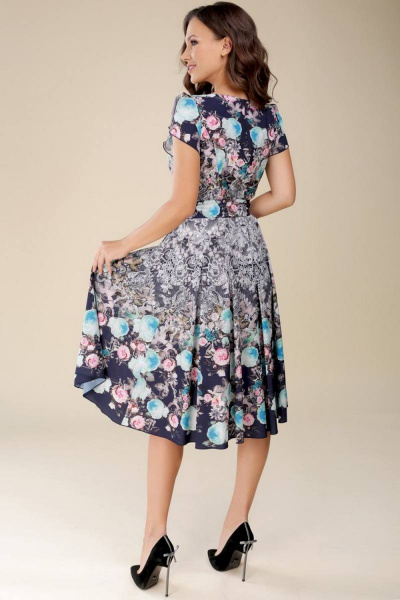Платье Teffi Style L-723/3 бирюзовые_цветы1 - фото 2