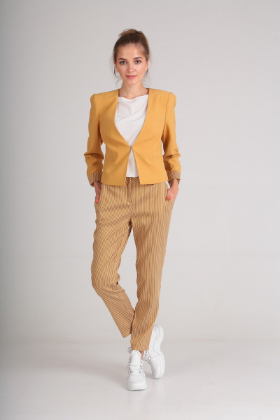 Блуза, брюки, жакет Andrea Style 00172 горчица - фото 2