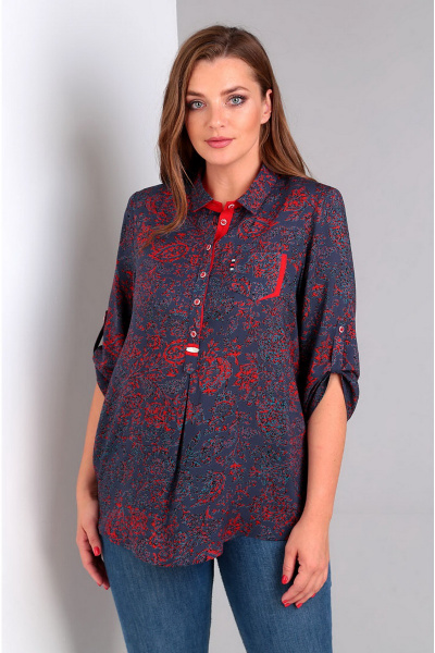 Блуза Таир-Гранд 62274-1  тем.серый+красны - фото 1