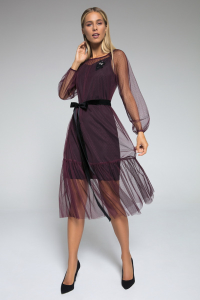 Платье LaVeLa L10005 бордовый/черный - фото 1