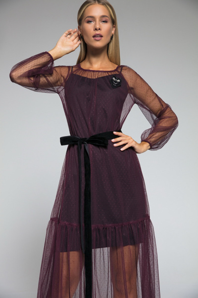 Платье LaVeLa L10005 бордовый/черный - фото 2
