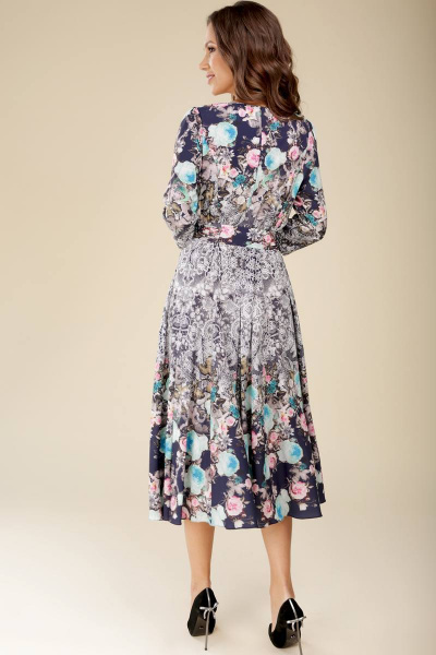 Платье, пояс Teffi Style L-1217 бирюзовые_цветы - фото 2