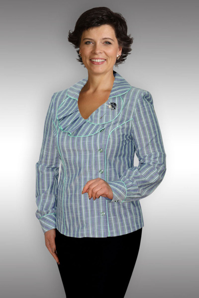 Блуза Таир-Гранд 6276 зеленая-полоска - фото 1