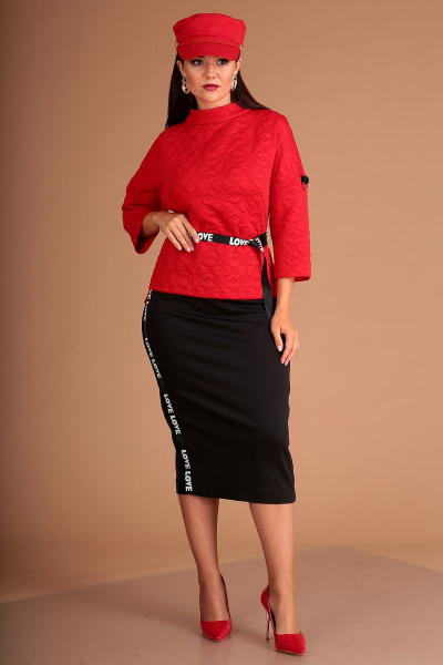 Блуза, юбка Мода Юрс 2440 красный+черный - фото 1