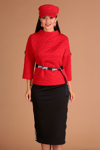 Блуза, юбка Мода Юрс 2440 красный+черный - фото 3