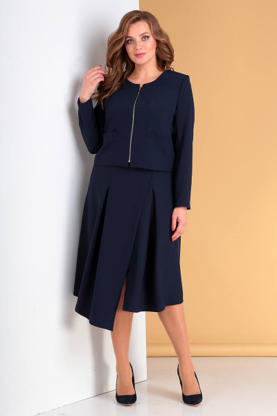 Жакет, юбка Liona Style 711 темно-синий - фото 1