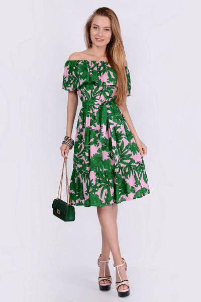 Платье PATRICIA by La Cafe NY1756 розовый,зеленый - фото 1