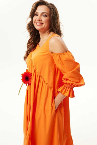 Платье Mislana С937 оранжевый - фото 4