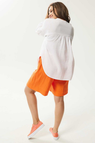 Блуза, шорты Mislana С928 белый+оранжевый - фото 6