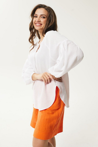 Блуза, шорты Mislana С928 белый+оранжевый - фото 5