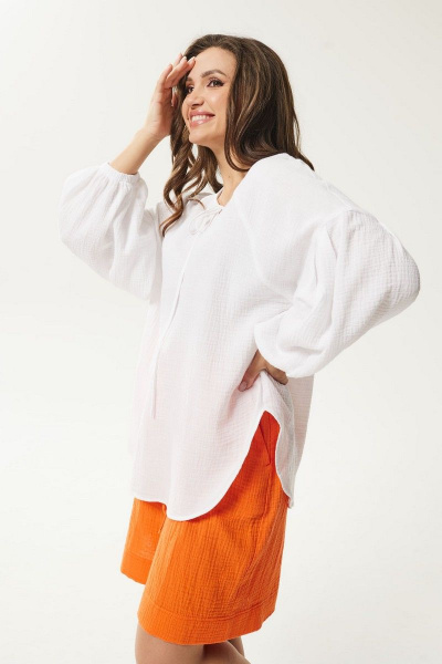 Блуза, шорты Mislana С928 белый+оранжевый - фото 3
