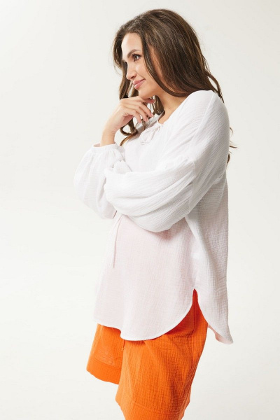 Блуза, шорты Mislana С928 белый+оранжевый - фото 2