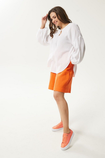 Блуза, шорты Mislana С928 белый+оранжевый - фото 1