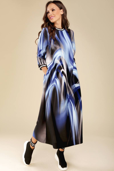 Платье Teffi Style L-1432 синие_разводы - фото 1