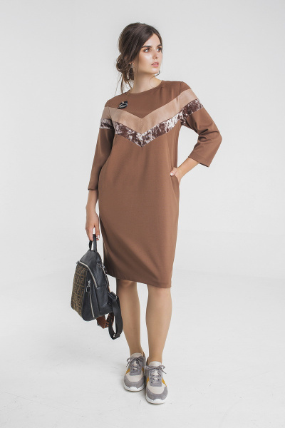 Платье ELLETTO 1720 коричневый - фото 1