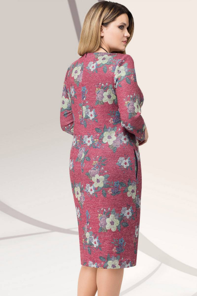 Платье LeNata 11961 бордо-в-цветы - фото 2