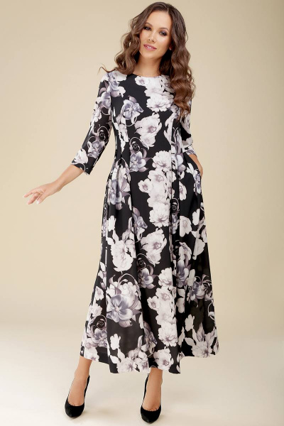 Платье Teffi Style L-1437 графитовые_цветы - фото 1