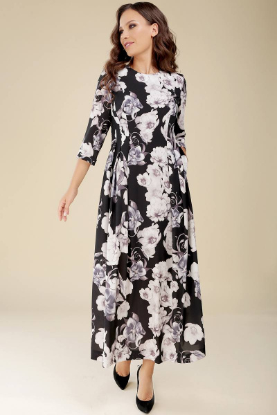 Платье Teffi Style L-1437 графитовые_цветы - фото 2