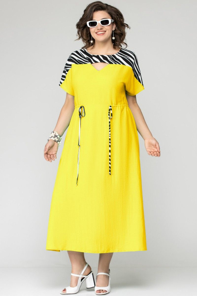 Платье EVA GRANT 7035 желтый_с_принтом - фото 3