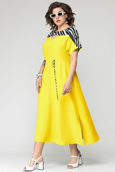Платье EVA GRANT 7035 желтый_с_принтом - фото 1