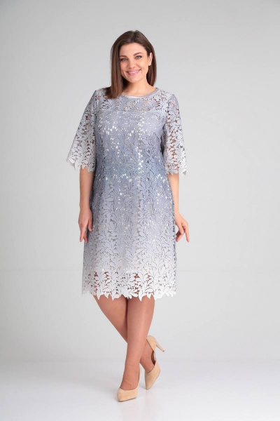Платье Avenue Fashion 0120-1 серо-молочный - фото 3