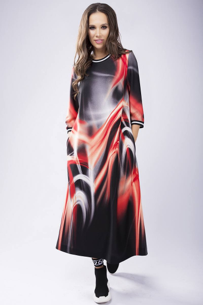 Платье Teffi Style L-1432 красные_разводы - фото 2