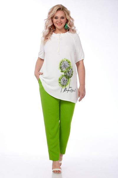 Блуза, брюки Matini 1.1504/1 белый/зелень - фото 7
