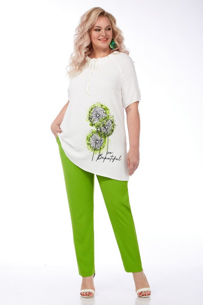 Блуза, брюки Matini 1.1504/1 белый/зелень - фото 6