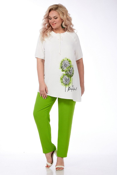 Блуза, брюки Matini 1.1504/1 белый/зелень - фото 5