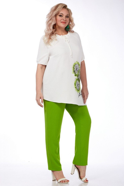 Блуза, брюки Matini 1.1504/1 белый/зелень - фото 3