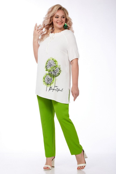 Блуза, брюки Matini 1.1504/1 белый/зелень - фото 2